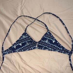 Navy Blue Geometric Bikini Top